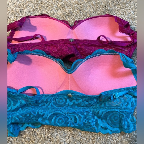 Pink Victorias secret lace bralette bundle extra small blue and magenta. - Picture 2 of 3